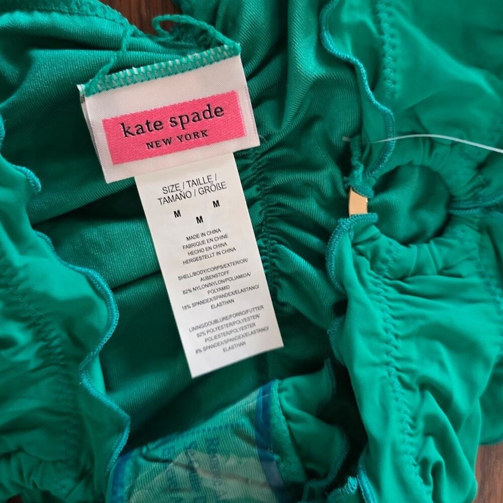 Kate Spade Women's Green Ruffle Edge Low-Rise Bikini Bottom Swimwear Size M - Picture 3 of 4